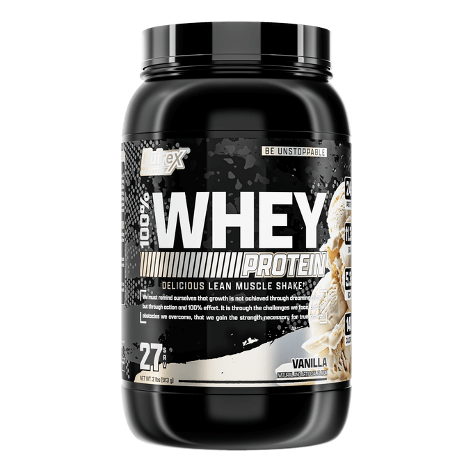Nutrex Research 100% Whey Protein Vanilla 2LBs, high-quality protein for muscle growth and recovery.