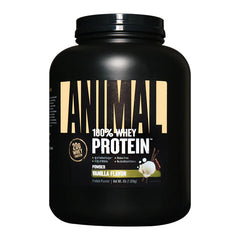Animal 100% Whey Protein Powder, 4lbs, Vanilla Flavor, delivers 20g of protein per scoop for workout recovery.