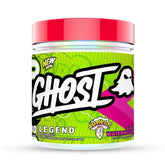 Ghost Legend pre-workout supplement container with red lid on a white background