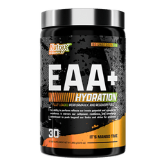 Nutrex EAA+ Hydration supplement container on a white background