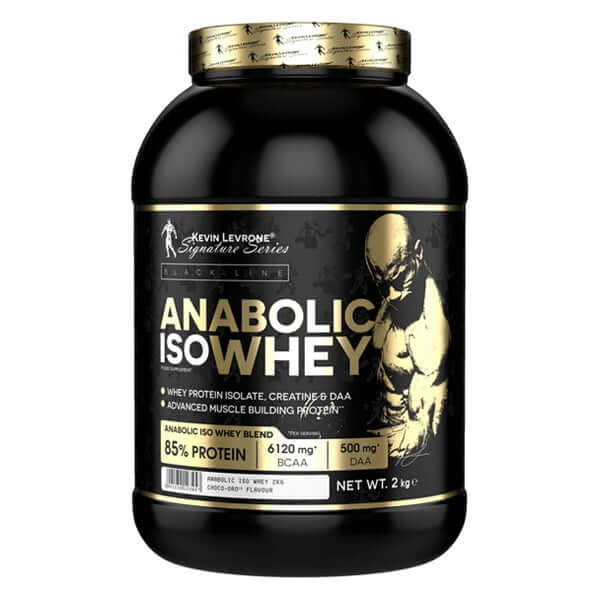 Anabolic ISO Whey 2kg protein supplement by Kevin Levrone for muscle growth and recovery.