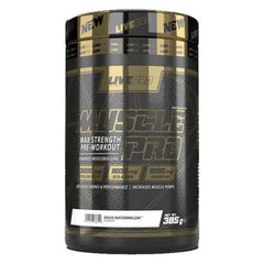 Muscle Pro pre-workout supplement by LivePro best enerygy booster and for fucus design for fitness and gym gurus.