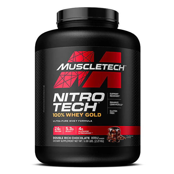Nitrotech 100% Whey Gold protein powder 5lbs by MuscleTech, muscle recovery and muscle building protein with 69 servings