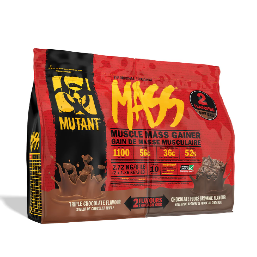 Mutant Mass Muscle Mass Gainer packaging with red and black design