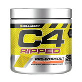 C4 Ripped pre-workout supplement by Cellucor in Tropical Punch flavor, 30 servings for enhanced energy and fat loss.