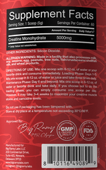 supplement facts for Red Rex Creatine Monohydrate Flavored 50 Servings
