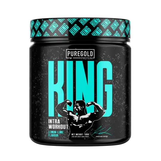 PureGold King intra workout supplement container on a white background