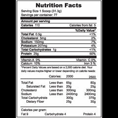 Supplement Facts for Muscle Core Nutrition ISO-Whey Protein