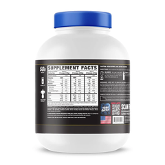 RC King Mass XXL 6lbs supplement facts label highlighting protein, carbs, and nutrients for weight gain.