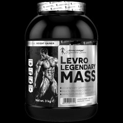Levro Legendary Mass 3kg by Kevin Levrone, a professional weight gainer in chocolate flavor for muscle mass improvement.