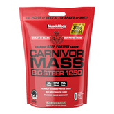 Carnivor Mass 7kg bag by MuscleMeds, featuring hydrolyzed beef protein for muscle gain and strength.