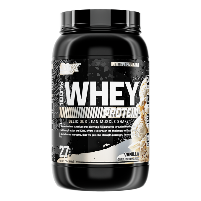 Nutrex Research 100% Whey Protein Vanilla 2LBs, high-quality protein for muscle growth and recovery.