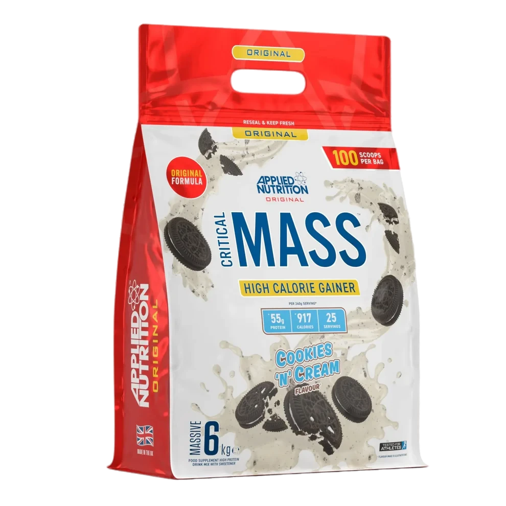6kg bag of applied nutrition critical mass which is high calorie gainer with 100 scoops