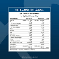 Critical Mass 6kg Weight Gainer supplement for muscle gain and healthy weight increase