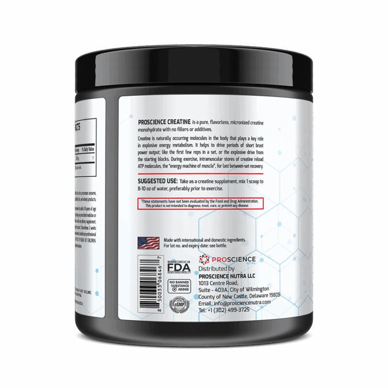 Back view of a supplement container with text and labels on a black background