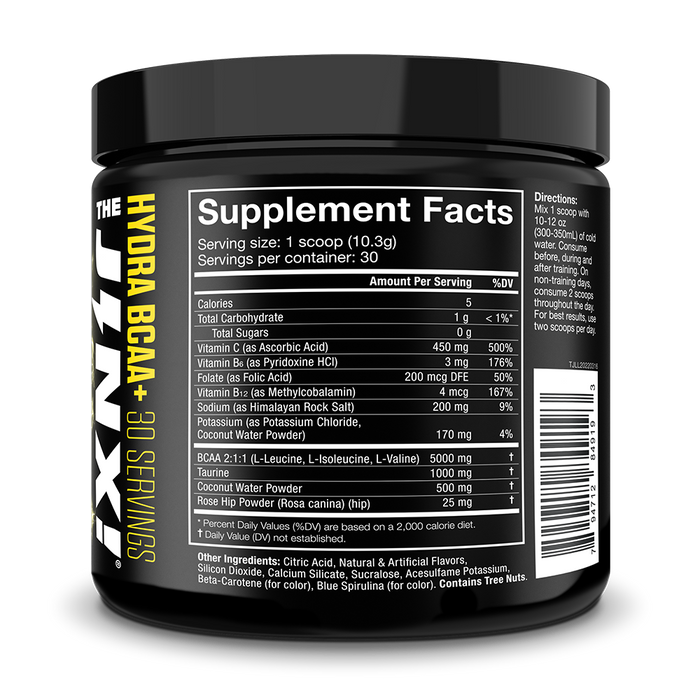 Supplement facts for JNXSports The Jinx! Hydra BCAA+ 30 Servings