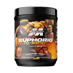 EuphoriQ Pre-workout by MuscleTech in Boogieman Punch flavor, 340g dietary supplement container.