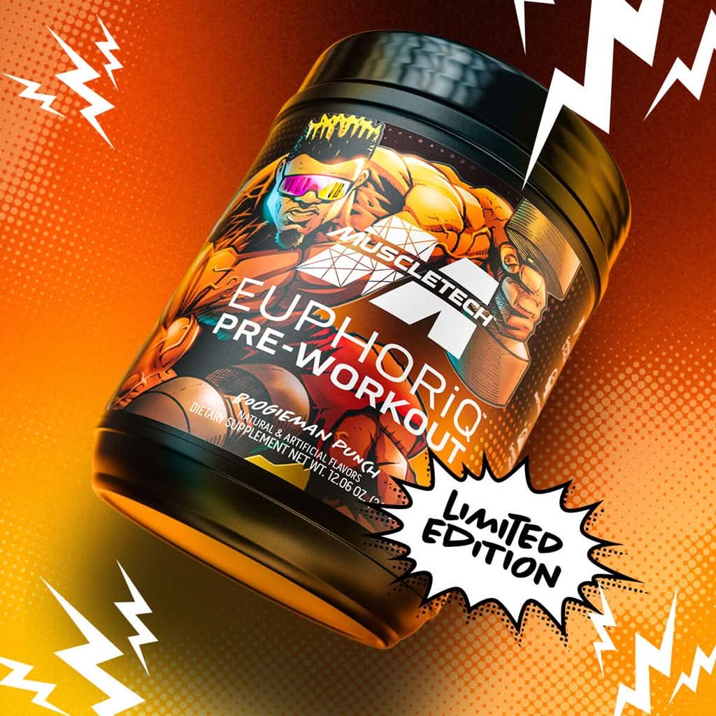 EuphoriQ Pre-workout by MuscleTech, limited edition, vibrant packaging showcasing enhanced energy formula.